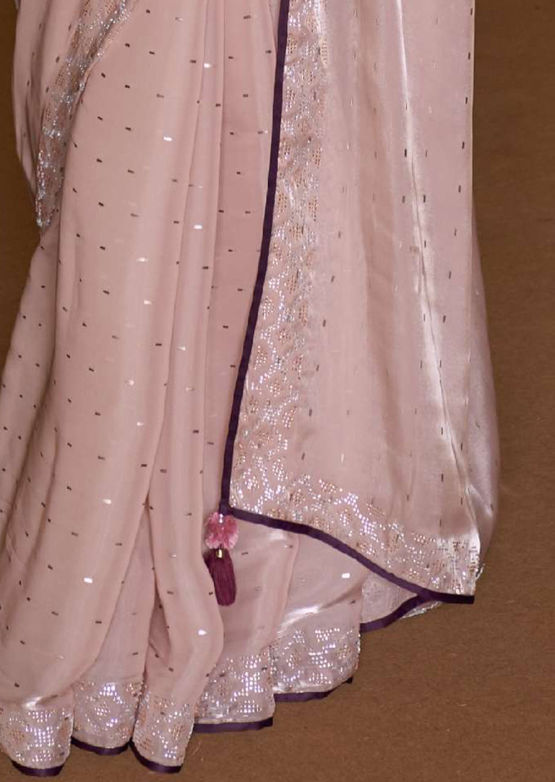 THISTLE PURPLE WOVEN DESIGNER SOFT TISSUE SILK SAREE WITH SWAROVSKI WORK