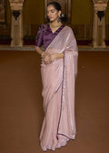 THISTLE PURPLE WOVEN DESIGNER SOFT TISSUE SILK SAREE WITH SWAROVSKI WORK