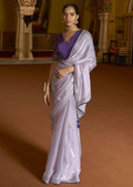 PERIWINKLE BLUE WOVEN DESIGNER SOFT TISSUE SILK SAREE WITH SWAROVSKI WORK