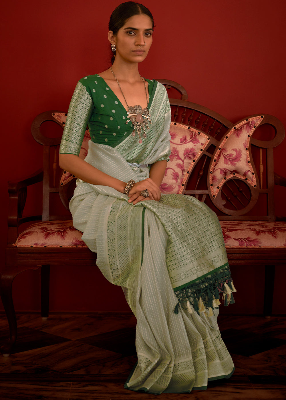 Buy Khaddi Chiffon Banarasi Saree Online at the Best Price – thecotlin