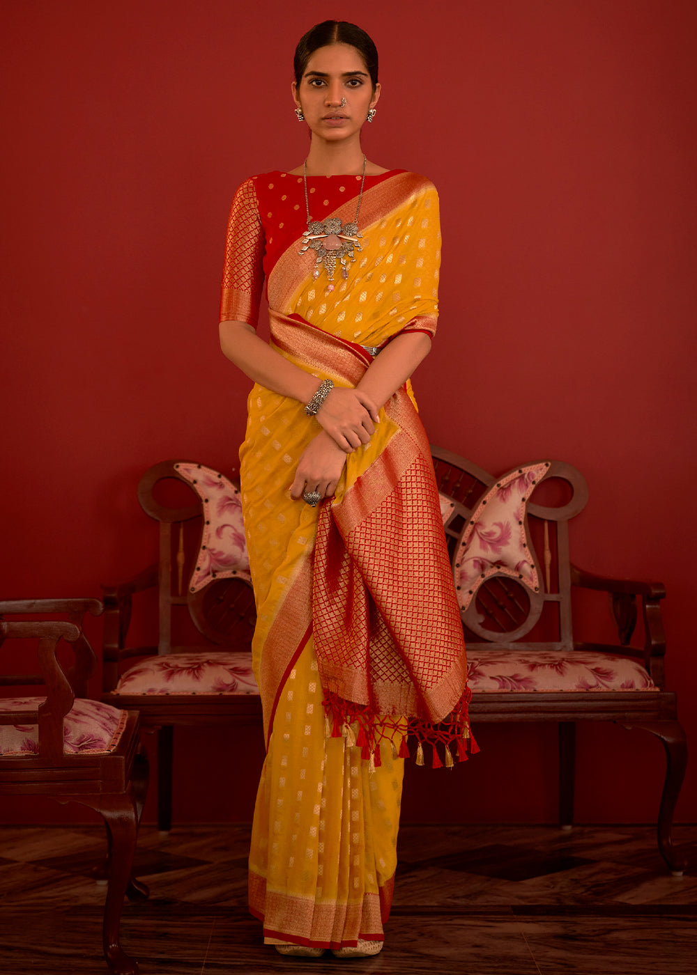 pure khaddi chiffon banarasi saree - labeloindrilladas.com