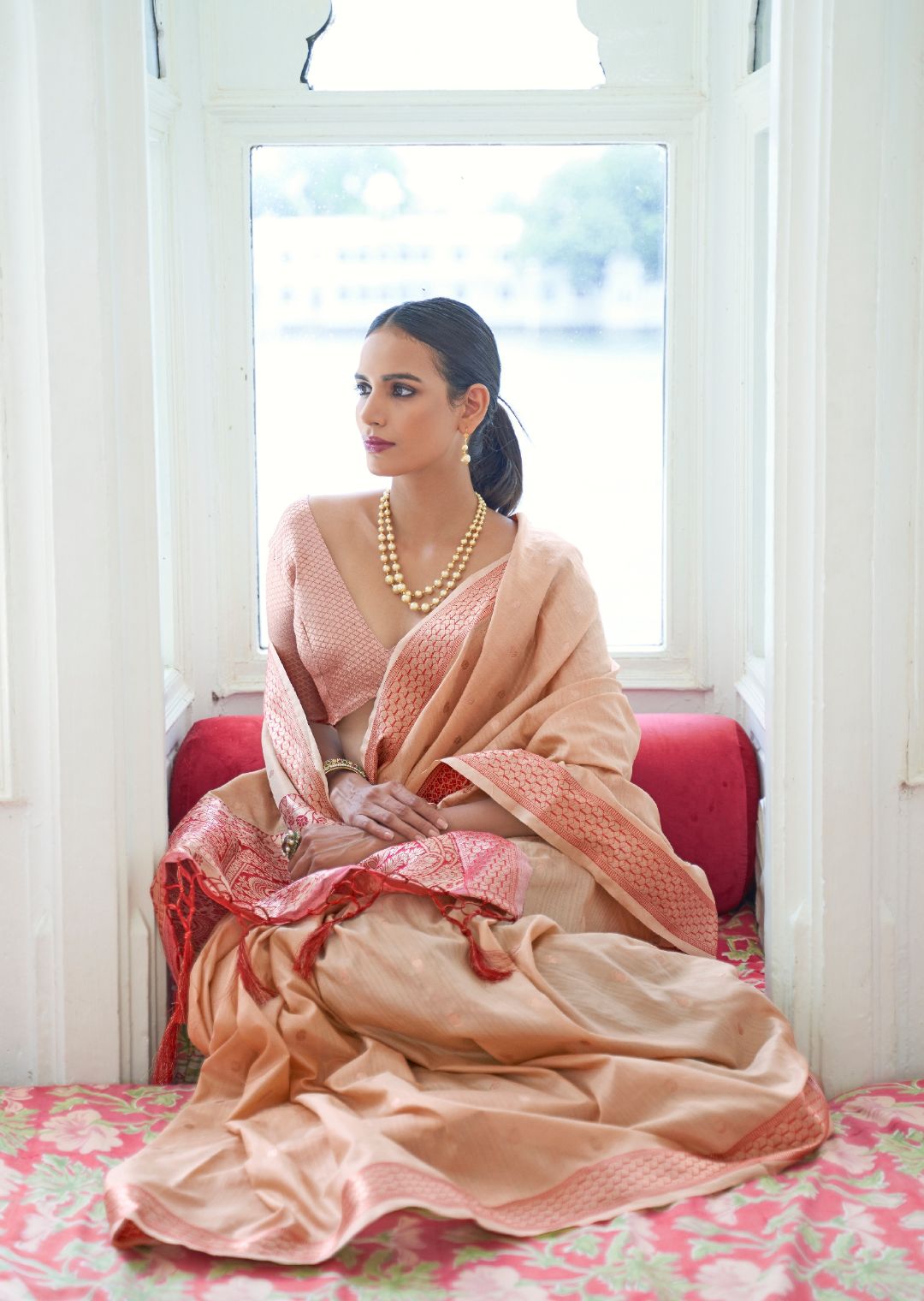 Off White Woven Banarasi Silk Saree