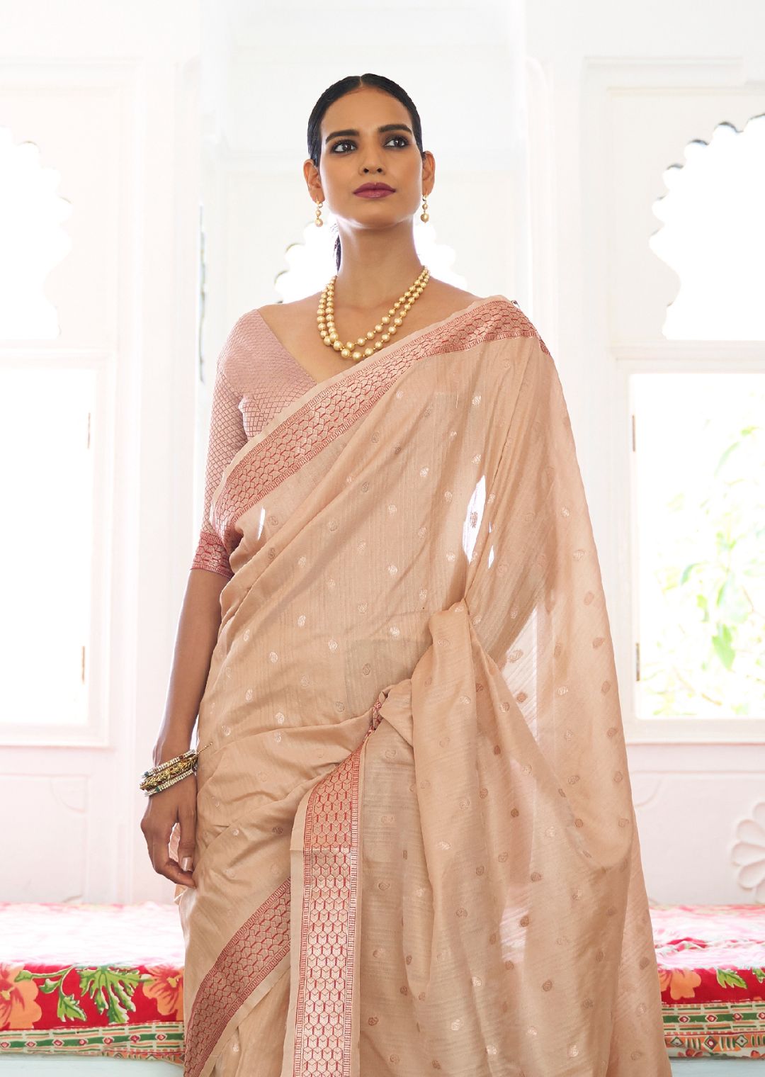Off White Woven Banarasi Silk Saree