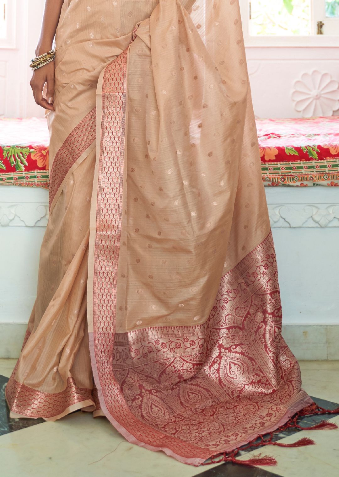 Off White Woven Banarasi Silk Saree