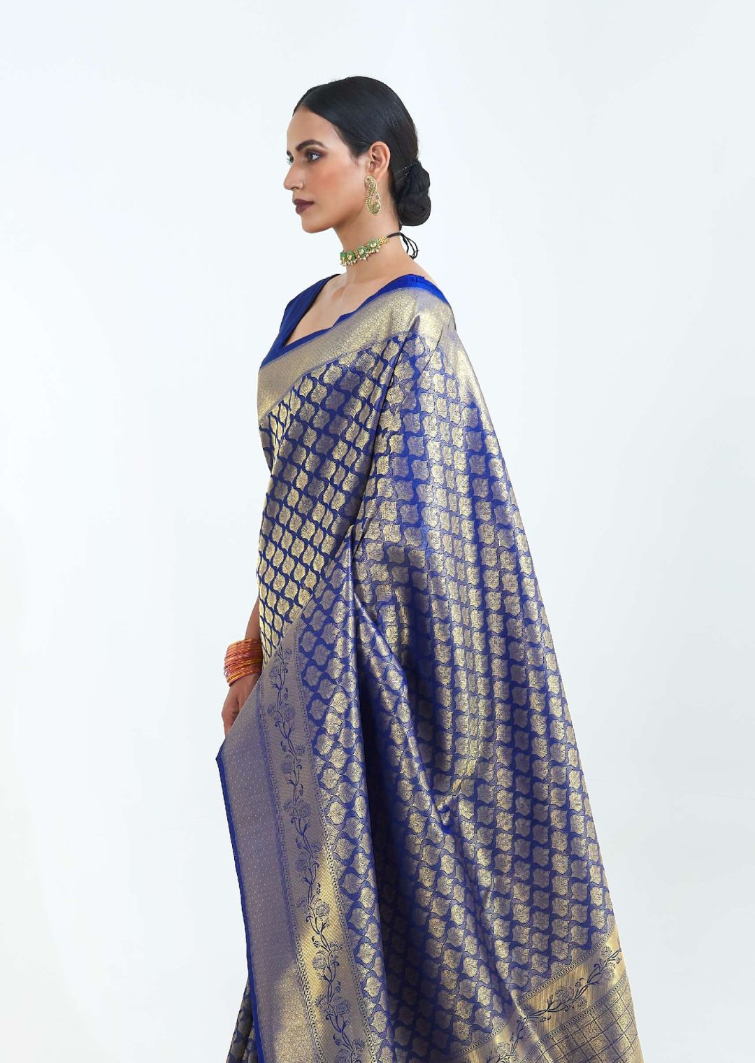 Royal Blue Hand Woven Kanjivaram Silk Saree