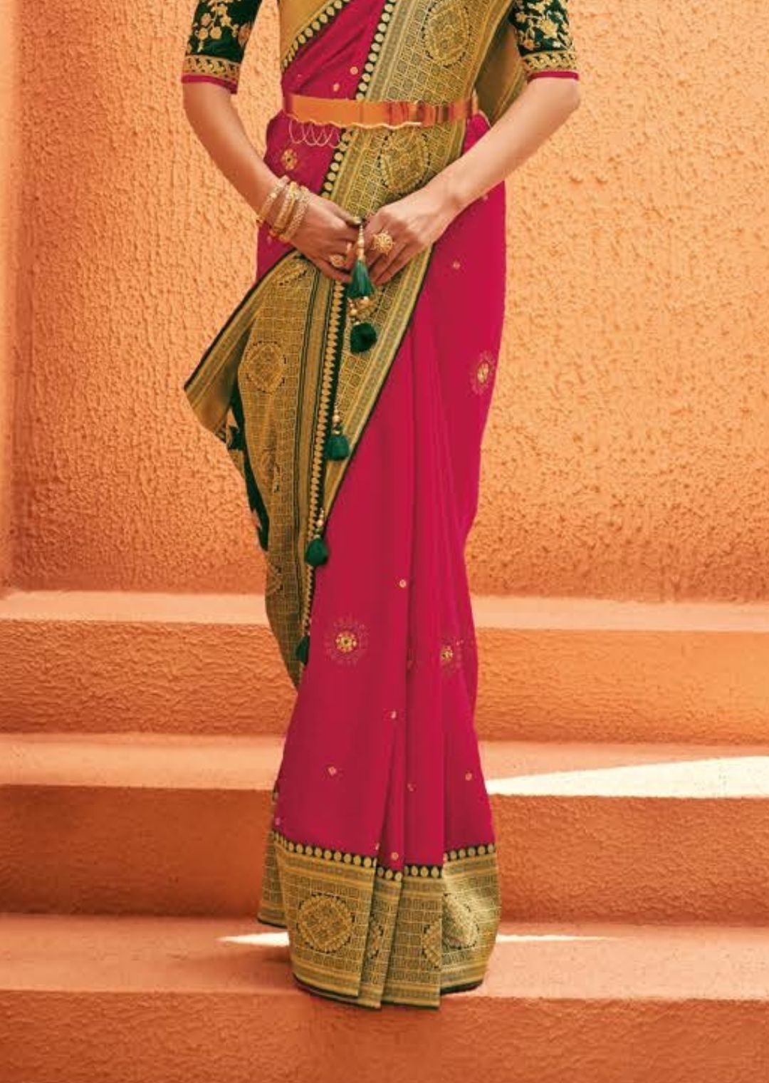 Magenta Pink Woven Designer Silk Saree with Embroidered Silk Blouse