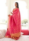 Magenta Pink Woven Banarasi Silk Saree