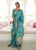 Sapphire Blue Woven Banarasi Silk Saree