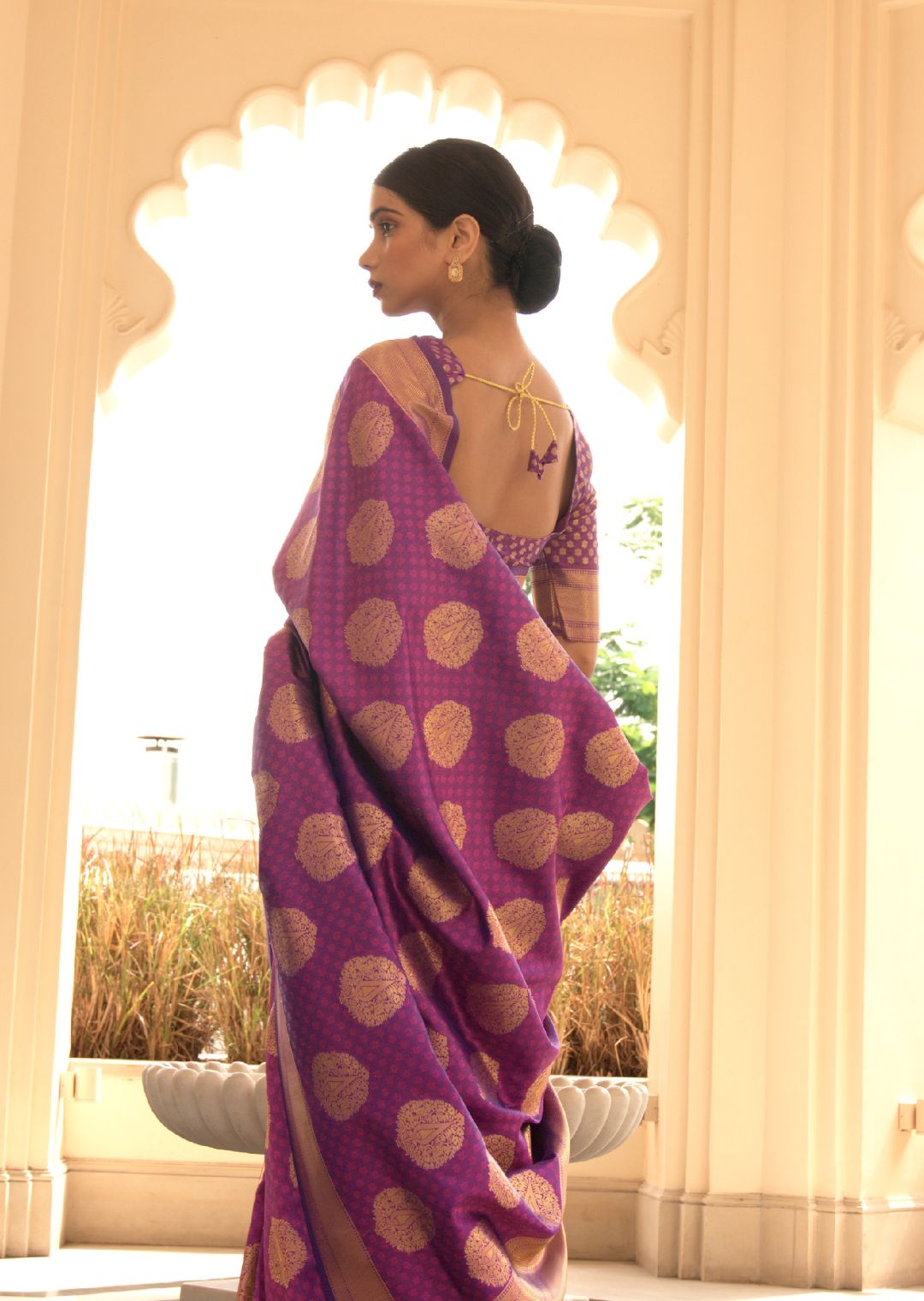 Purple Zari Woven Banarasi Silk Saree