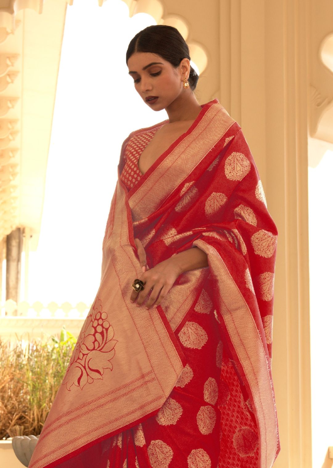 Red Zari Woven Banarasi Silk Saree