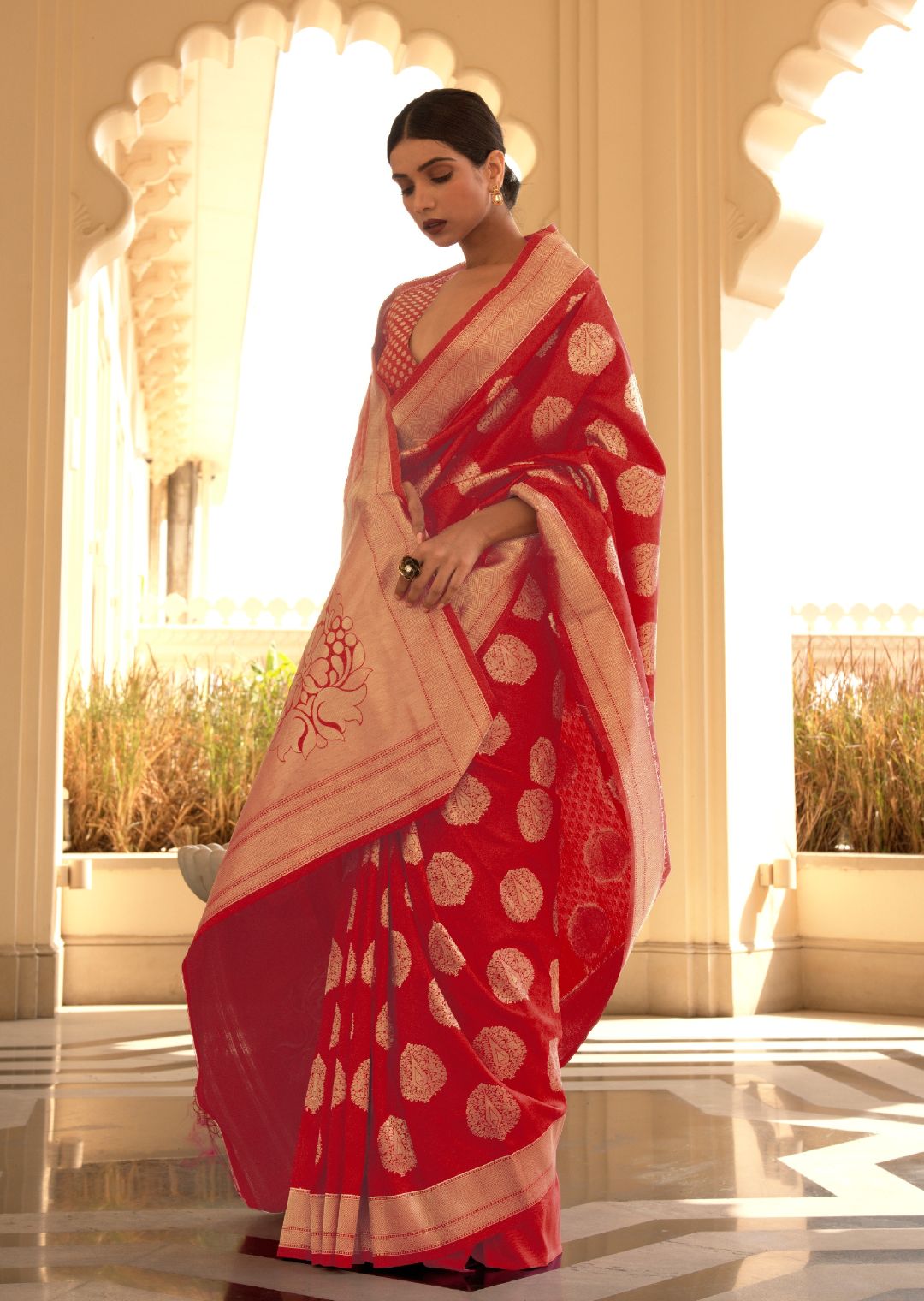 Red Zari Woven Banarasi Silk Saree
