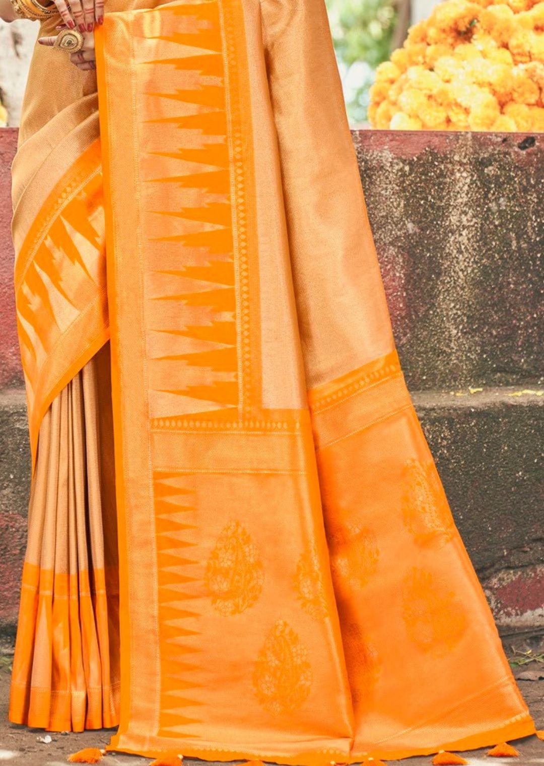 Golden Yellow Woven Kanjivaram Silk Saree