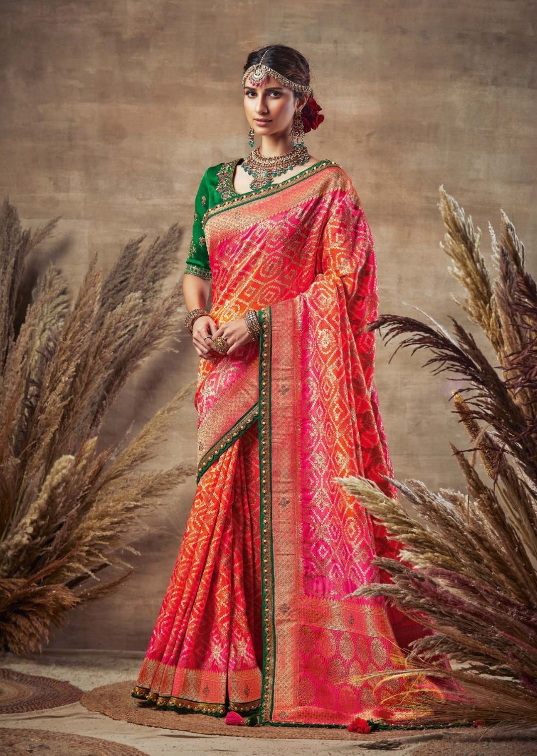 Multicolor Fancy Designer Bandhani Saree, 5.5 Meter, Embroidery