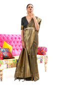 Black Gold Hand Woven Kanjivaram Silk Saree