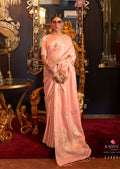 Peach Woven Pure Satin Silk Saree