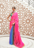 Hot Pink Kalamkari Printed Pure Crepe Silk Saree