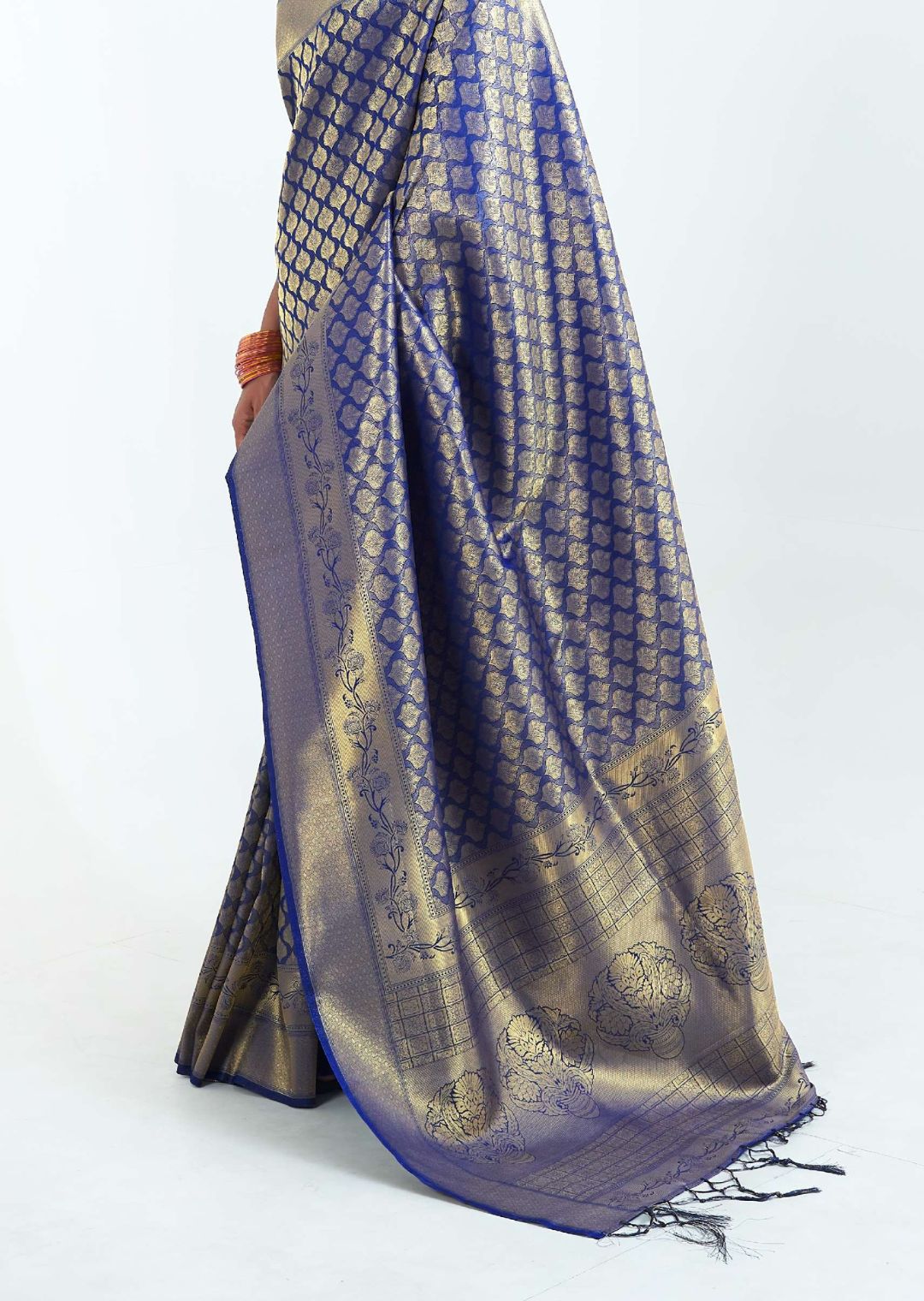 Royal Blue Hand Woven Kanjivaram Silk Saree