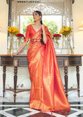 Sunrise Orange Hand Woven Kanjivaram Silk Saree