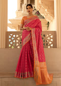 Crimson Red Woven Traditional Patola Silk Saree