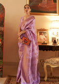Lavender Purple Zari Woven Banarasi Silk Saree