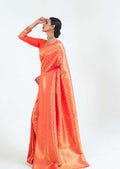 Deep Orange Hand Woven Kanjivaram Silk Saree