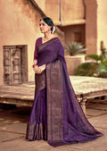 Russian Violet Purple Woven Pure Handloom Cotton Saree