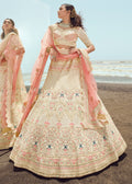 PEARL WHITE HEAVY EMBROIDERED PREMIUM DESIGNER LEHENGA