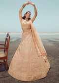 PEACH HEAVY EMBROIDERED PREMIUM DESIGNER LEHENGA