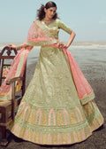 PISTACHIO HEAVY EMBROIDERED PREMIUM DESIGNER LEHENGA