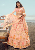 PEACH ORANGE HEAVY EMBROIDERED PREMIUM DESIGNER LEHENGA