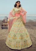 PISTACHIO HEAVY EMBROIDERED PREMIUM DESIGNER LEHENGA