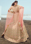PEACH PINK HEAVY  EMBROIDERED PREMIUM DESIGNER LEHENGA