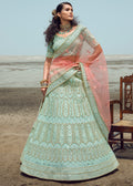 PALED TURQUOISE HEAVY EMBROIDERED PREMIUM DESIGNER LEHENGA