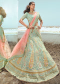 LIGHT TURQUOISE HEAVY EMBROIDERED PREMIUM DESIGNER LEHENGA