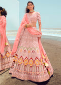 SALMON PINK HEAVY EMBROIDERED PREMIUM DESIGNER LEHENGA