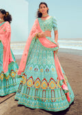 PALED TURQUOISE HEAVY EMBROIDERED PREMIUM DESIGNER LEHENGA