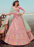 CARNATION PINK HEAVY EMBROIDERED PREMIUM DESIGNER LEHENGA