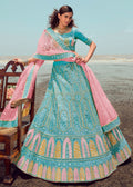 CELESTE BLUE HEAVY EMBROIDERED PREMIUM DESIGNER LEHENGA