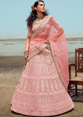 SALMON PINK HEAVY EMBROIDERED PREMIUM DESIGNER LEHENGA
