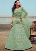 TEA GREEN HEAVY EMBROIDERED PREMIUM DESIGNER LEHENGA