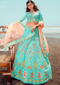 PALED TURQUOISE HEAVY EMBROIDERED PREMIUM DESIGNER LEHENGA