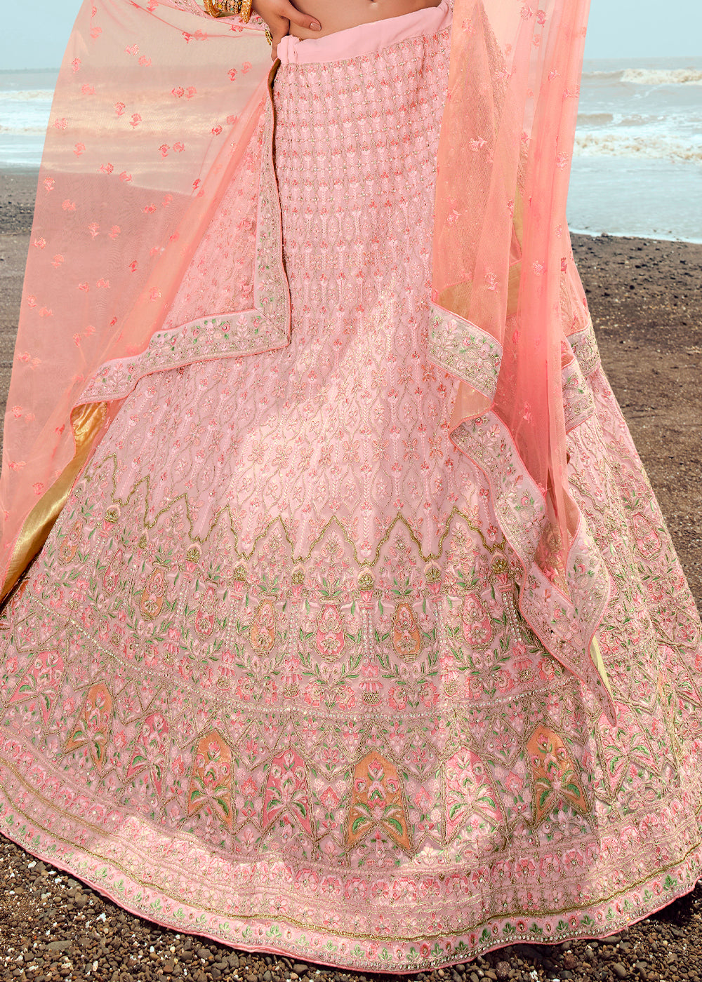 BLUSH PINK HEAVY EMBROIDERED PREMIUM DESIGNER LEHENGA