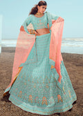 LIGHT TURQUOISE HEAVY EMBROIDERED PREMIUM DESIGNER LEHENGA