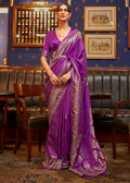 TRUE PURPLE ZARI WOVEN PURE SATIN SILK SAREE