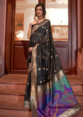 Black Zari Woven Pure Handloom Banarasi Silk Saree