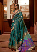 Peacock Green Zari Woven Pure Handloom Banarasi Silk Saree