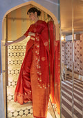 Red Zari Woven Pure Handloom Banarasi Silk Saree