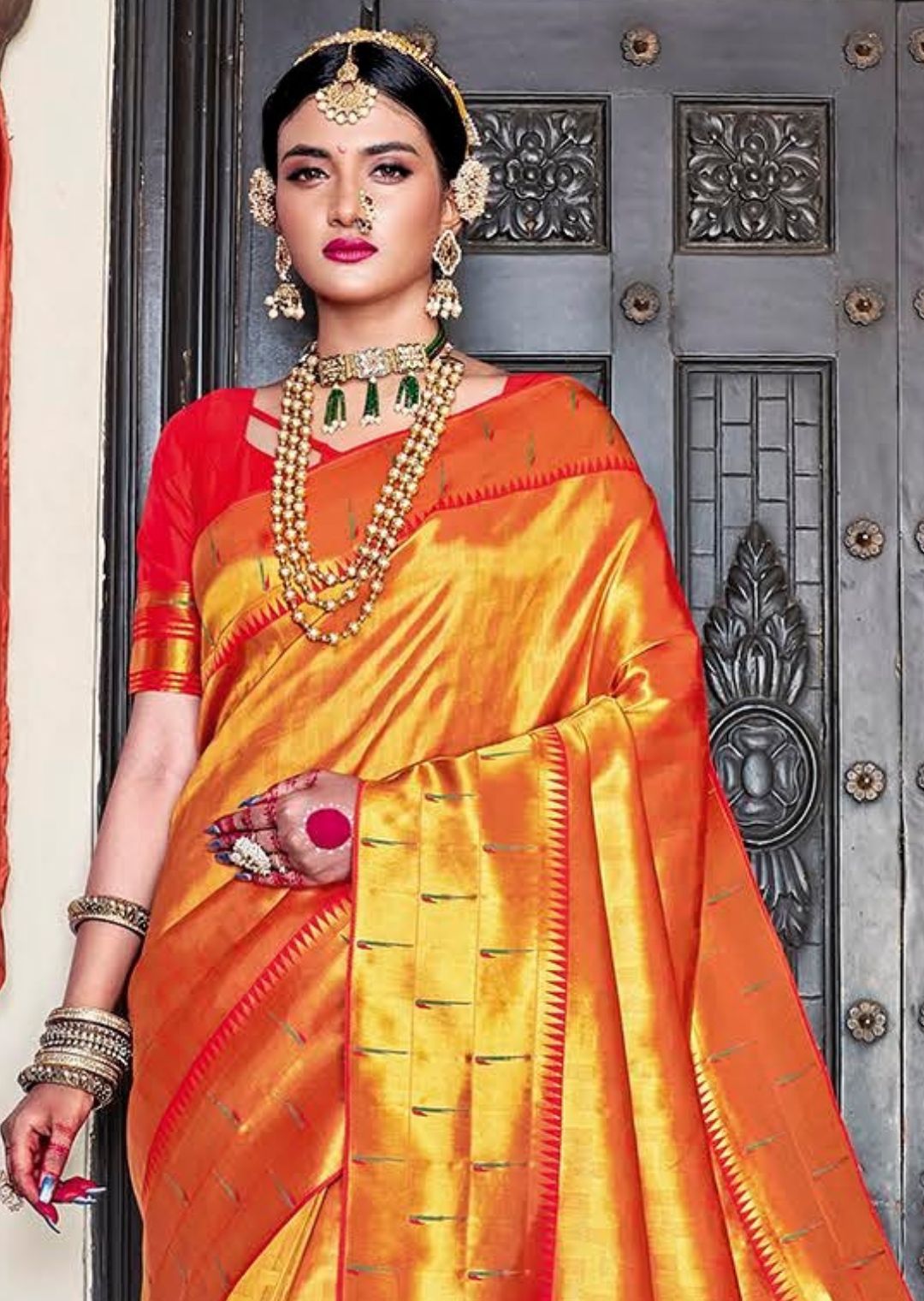 Golden Purple Woven Pure Kanjivaram Traditional Paithani Silk Saree