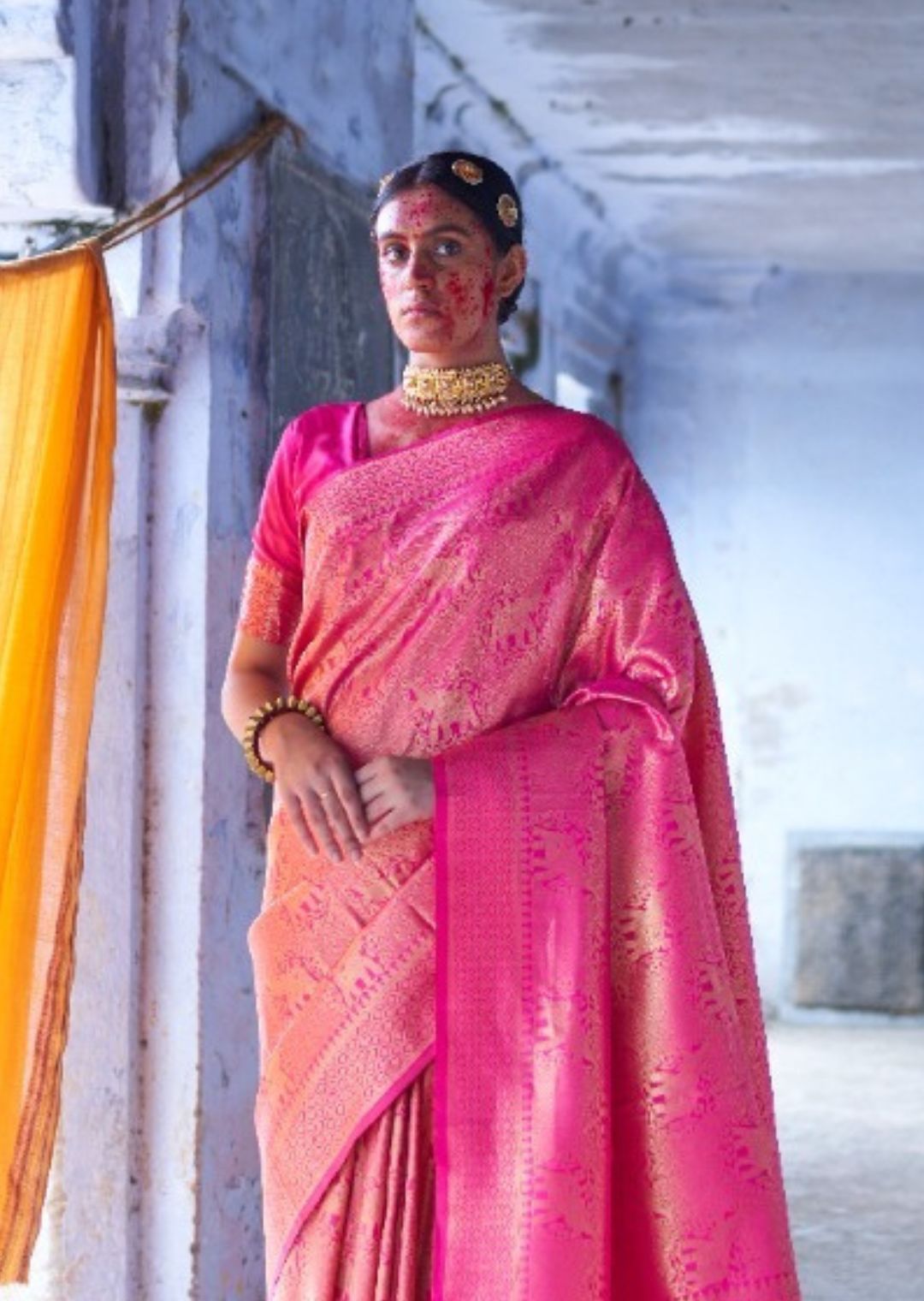 Magenta Hand Woven Kanjivaram Silk Saree