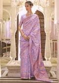 LAVENDER RESHAM WOVEN KASHMIRI JAMEWAR SILK SAREE